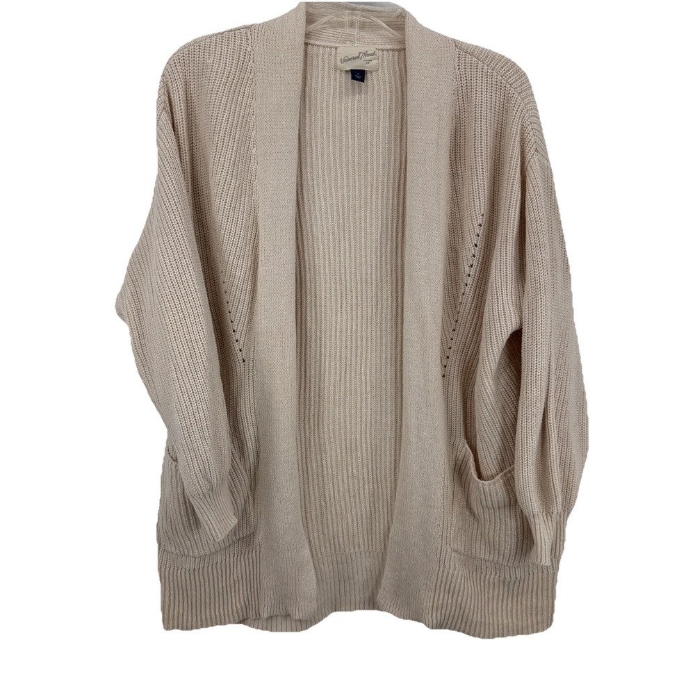 Universal Thread Women's‎ Knit Sweater Cozy Duster Cardigan Pockets Beige Size S